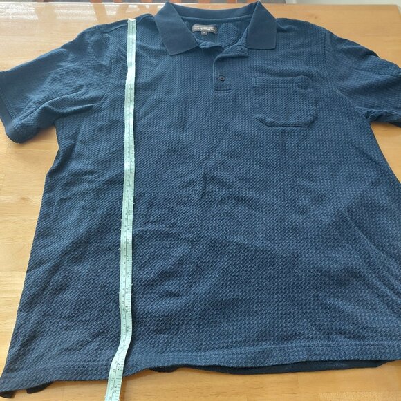 Denver Hayes Classic Fit Navy Patterned Polo Golf Shirt Men's Size Large - Picture 9 of 10